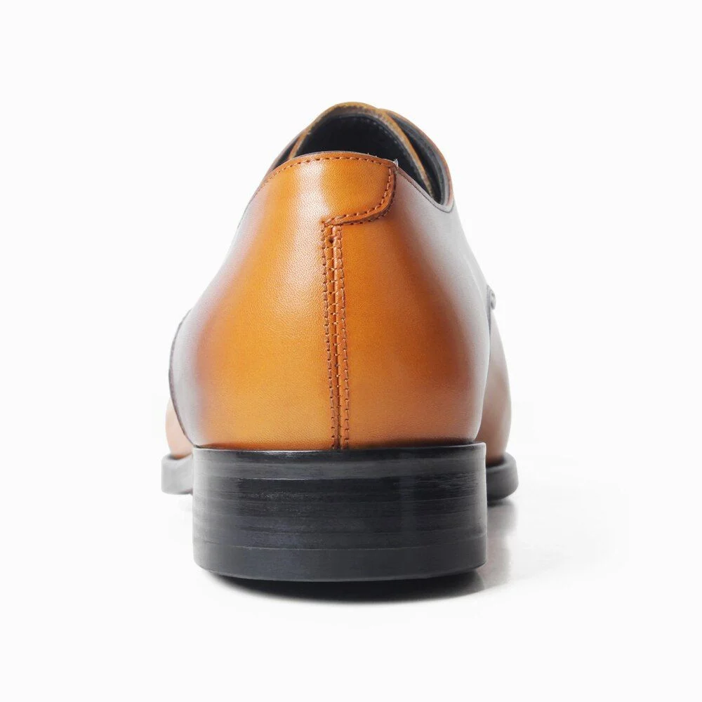 Men’s Patina Cow Leather Derby Shoes - Round Toe Formal Dress Shoes - Image 6