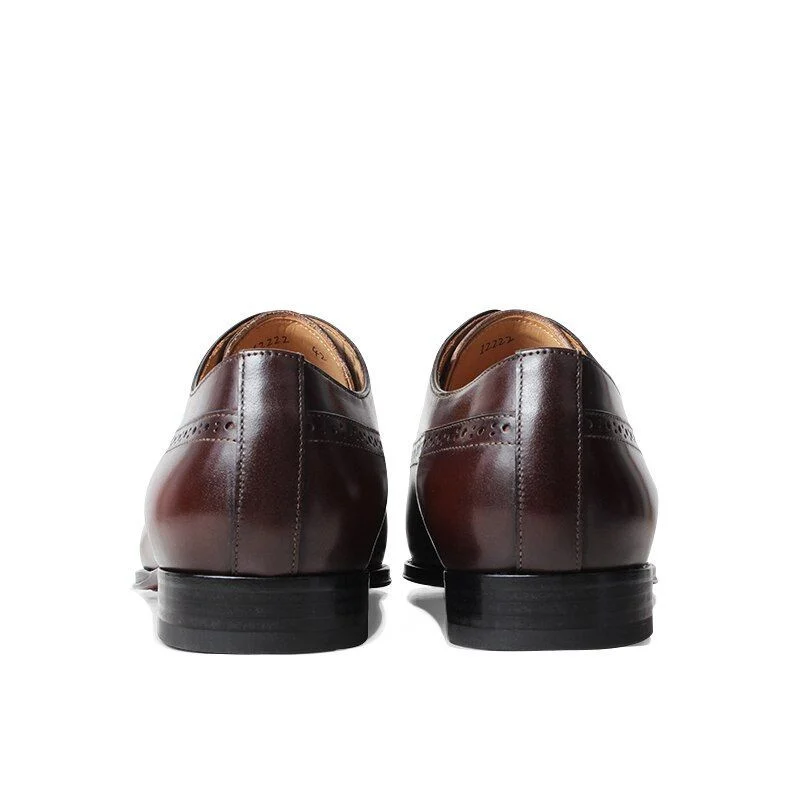Fashion Full Brogue Dress Shoes - Genuine Leather Square Toe Oxford Shoes for Men - Image 4