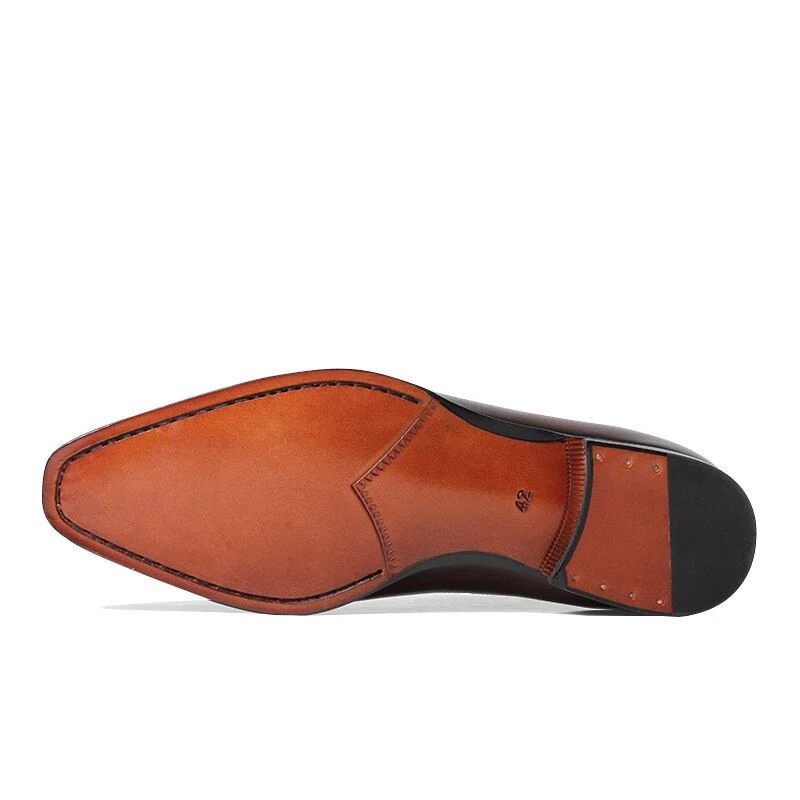 Fashion Full Brogue Dress Shoes - Genuine Leather Square Toe Oxford Shoes for Men - Image 7