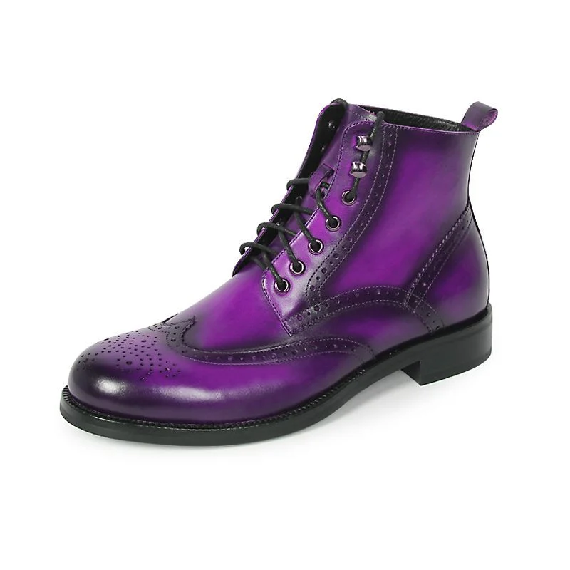 Winter New Motorcycle Boots Men Patina Blake Brogue Male Classic Ankle Boot Genuine Cow Leather Lace-Up Bota Hombre - Image 9
