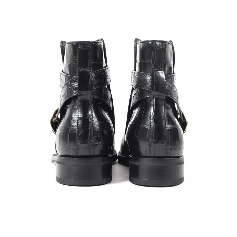 Classics Crocodile Retro Mens Boots Custom Handmade Winter Fashion Luxury Office Genuine Leather Original Design - Image 3