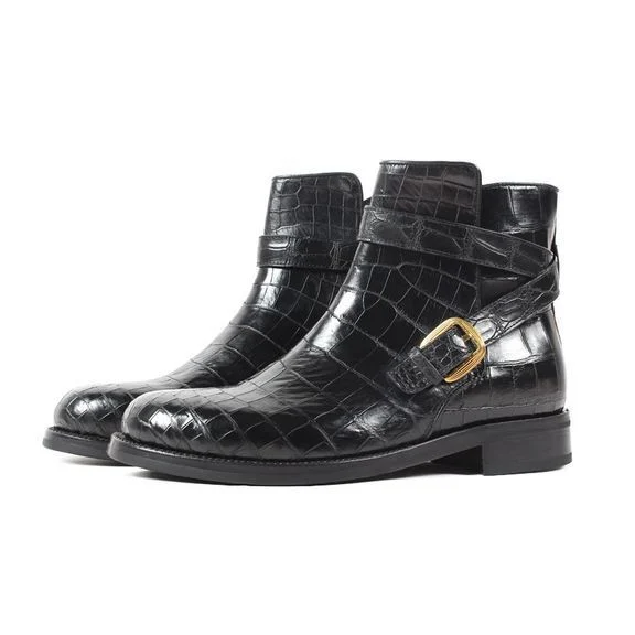 Classics Crocodile Retro Mens Boots Custom Handmade Winter Fashion Luxury Office Genuine Leather Original Design