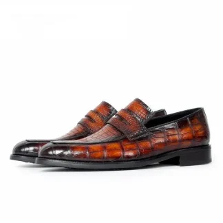 Luxury Crocodile Leather Men’s Loafers – Handmade Genuine Alligator Driving Shoes