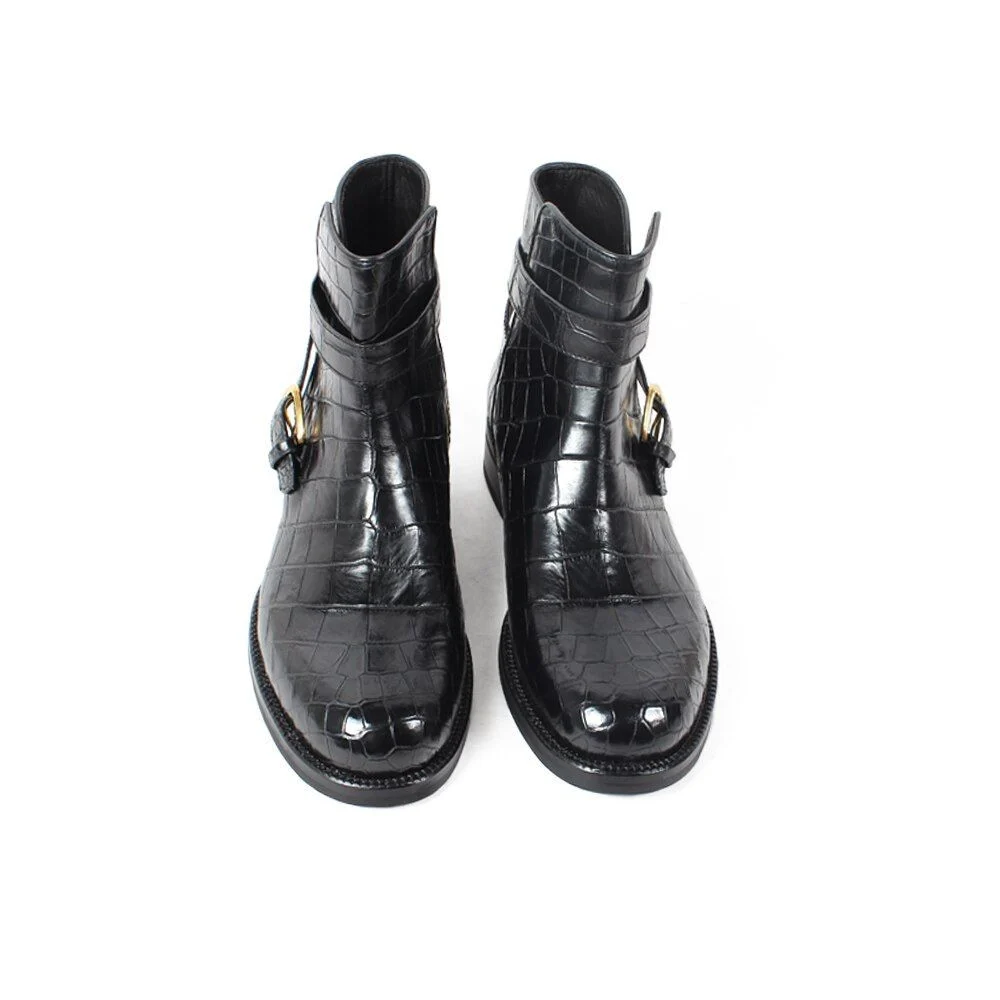 Classics Crocodile Retro Mens Boots Custom Handmade Winter Fashion Luxury Office Genuine Leather Original Design - Image 4