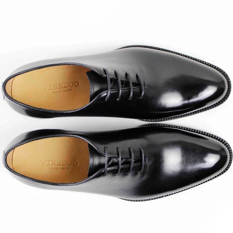 Men's Formal Black Oxford Shoes - Genuine Leather Blake Patina Dress Shoes - Image 4