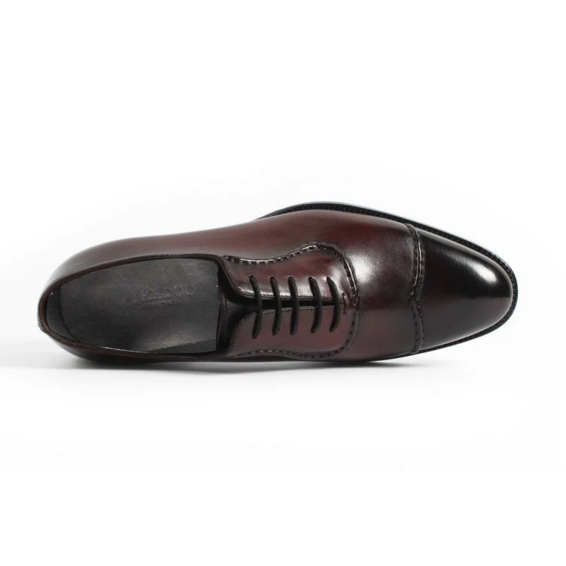 Hot Handmade Italian Designer Vintage Oxford Shoes - Genuine Leather Dress Shoes for Men - Image 6