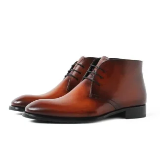 Handmade Vintage Military Boots - Genuine Leather Fur-Lined Ankle Boots for Men