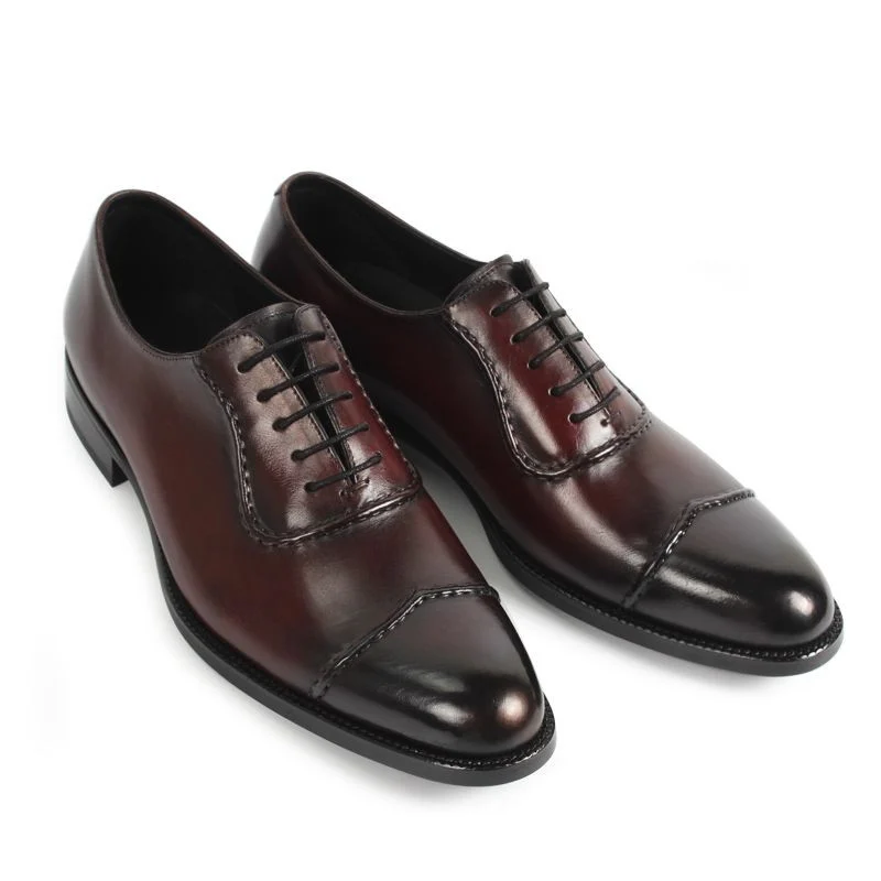Hot Handmade Italian Designer Vintage Oxford Shoes - Genuine Leather Dress Shoes for Men - Image 7
