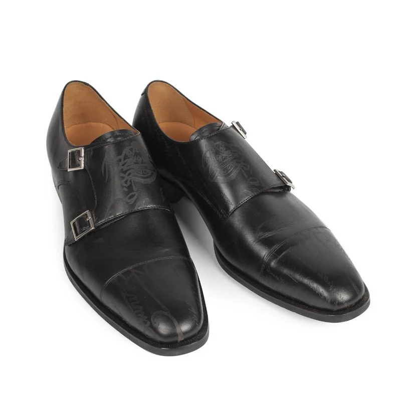 Vintage Retro Designer Monk Shoes - Genuine Leather Luxury Dress Shoes for Men - Image 6