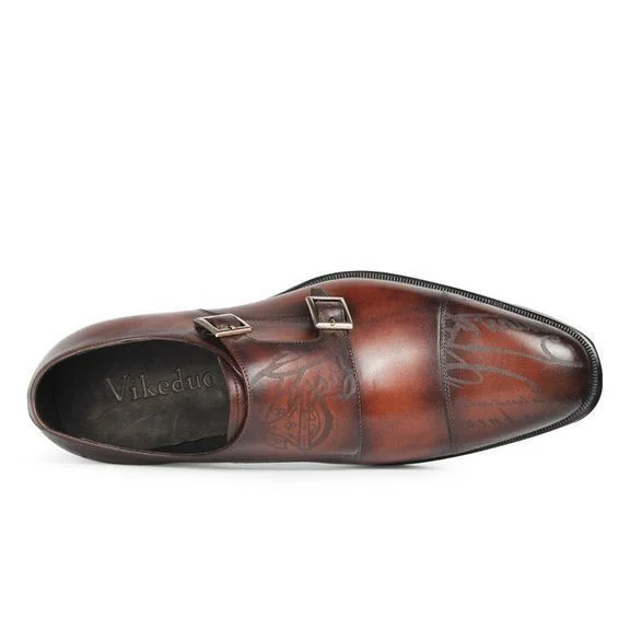 Vintage Retro Designer Monk Shoes - Genuine Leather Luxury Dress Shoes for Men - Image 11