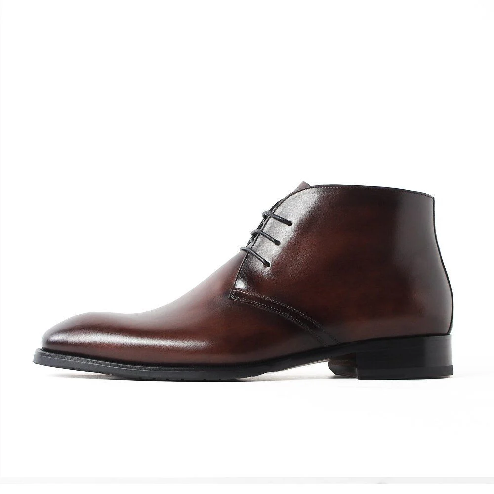 Handmade Vintage Military Boots - Genuine Leather Fur-Lined Ankle Boots for Men - Image 9