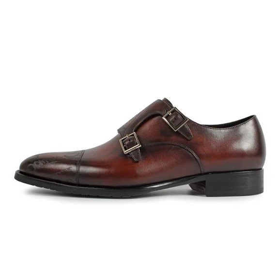 Vintage Retro Designer Monk Shoes - Genuine Leather Luxury Dress Shoes for Men - Image 10