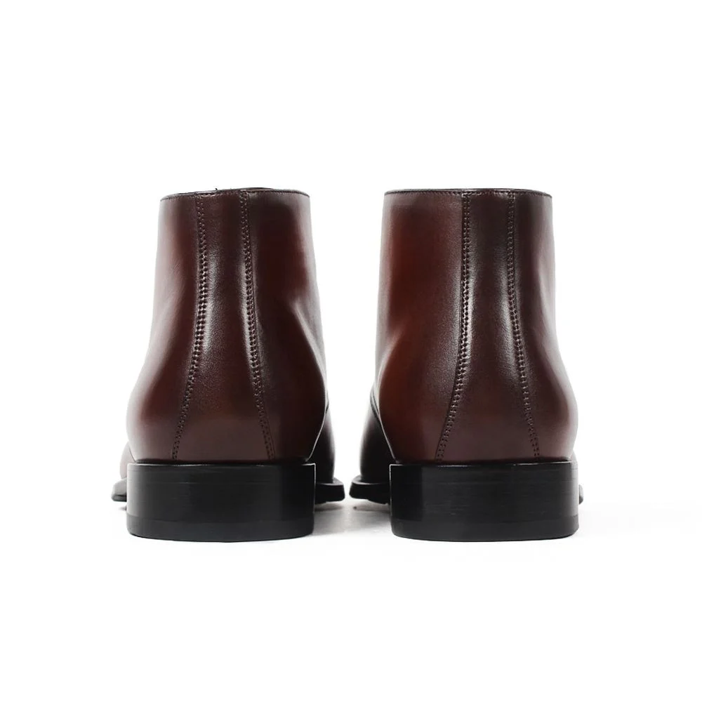 Handmade Vintage Military Boots - Genuine Leather Fur-Lined Ankle Boots for Men - Image 5
