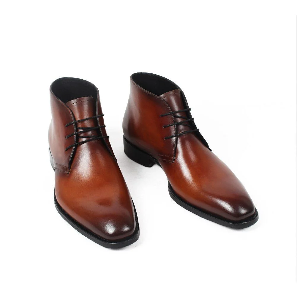 Handmade Vintage Military Boots - Genuine Leather Fur-Lined Ankle Boots for Men - Image 3