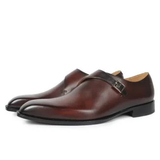 Handmade Vintage Monk Dress Shoes - Genuine Leather Luxury Footwear for Men