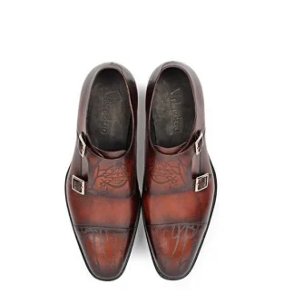 Vintage Retro Designer Monk Shoes - Genuine Leather Luxury Dress Shoes for Men