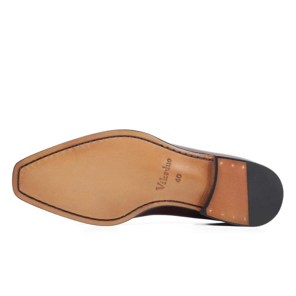 Handmade Patina Coffee Leather Square Toe Shoes - Men’s Summer Wedding and Office Footwear - Image 6