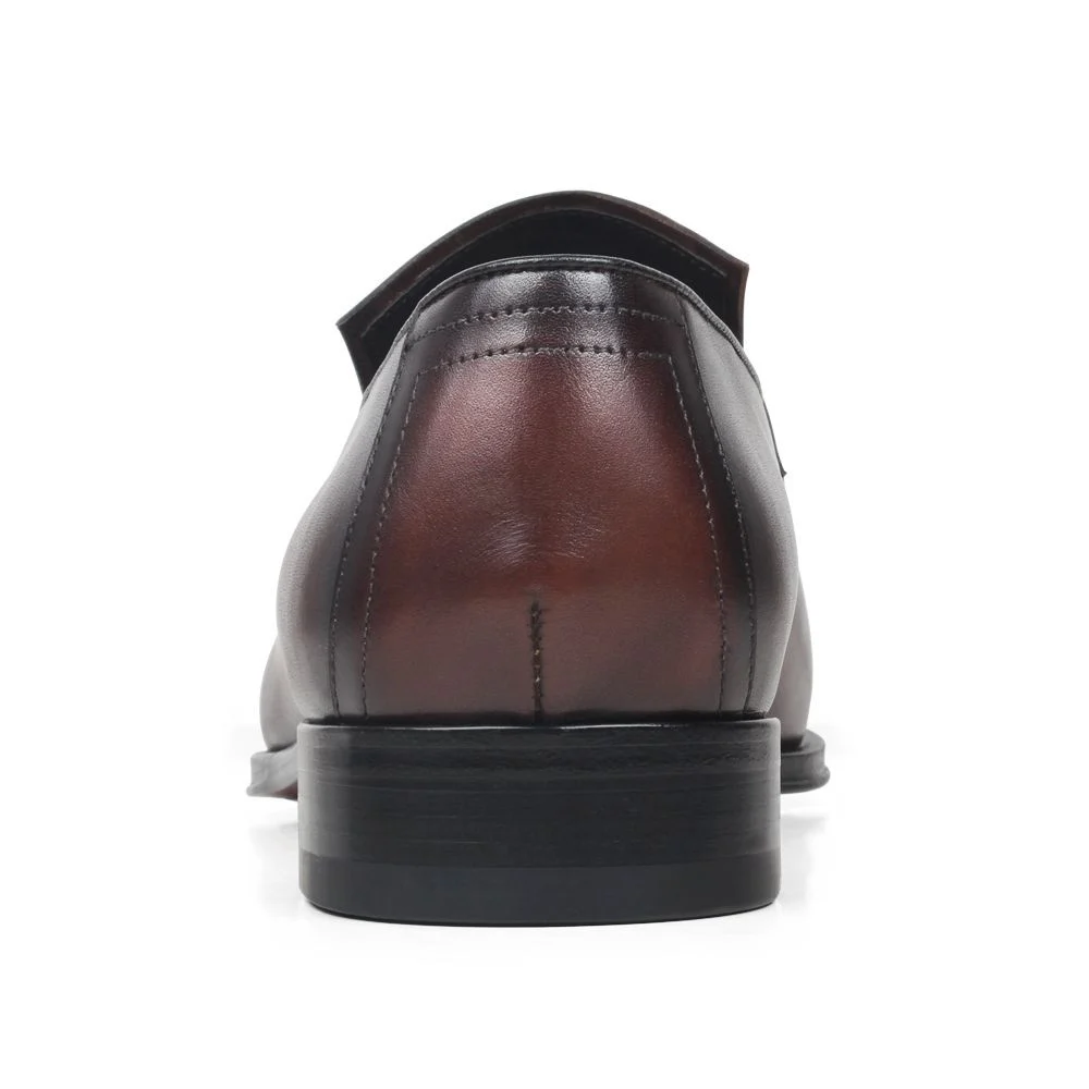 Handmade Patina Coffee Leather Square Toe Shoes - Men’s Summer Wedding and Office Footwear - Image 5