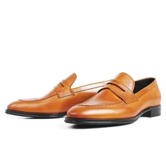 Handmade Patina Slip-On Loafers - Genuine Leather Round Toe Casual Shoes for Men