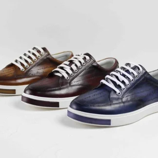 Handmade Vintage Leather Skateboard Shoes - Luxury Casual Men’s Footwear