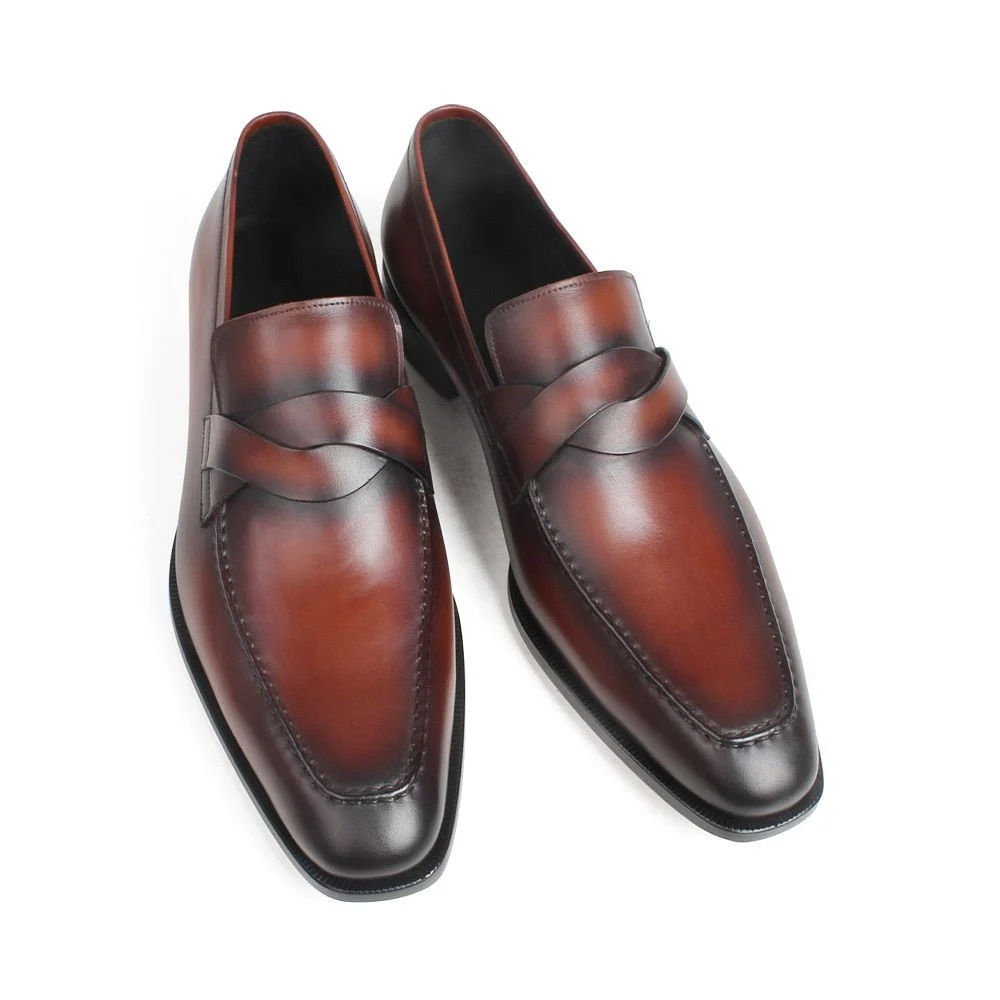 Men’s Handmade Patina Leather Loafers - Casual Slip-On Shoes for Wedding and Office - Image 7