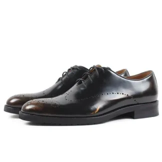 Handmade Designer Brogue Oxford Shoes - Genuine Leather Patina Dress Shoes for Men
