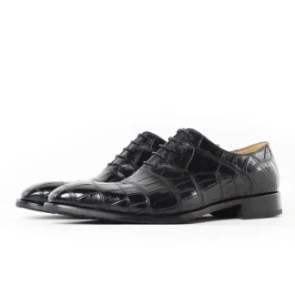Handcrafted Italian Crocodile Leather Oxford Shoes – Genuine Luxury for Men