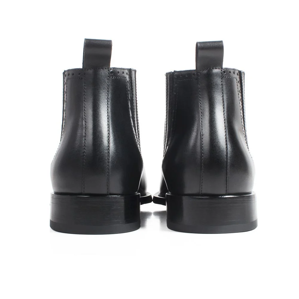 Men’s Black Suede Ankle Motorcycle Boots - Genuine Calf Leather Patina Custom Shoes - Image 5