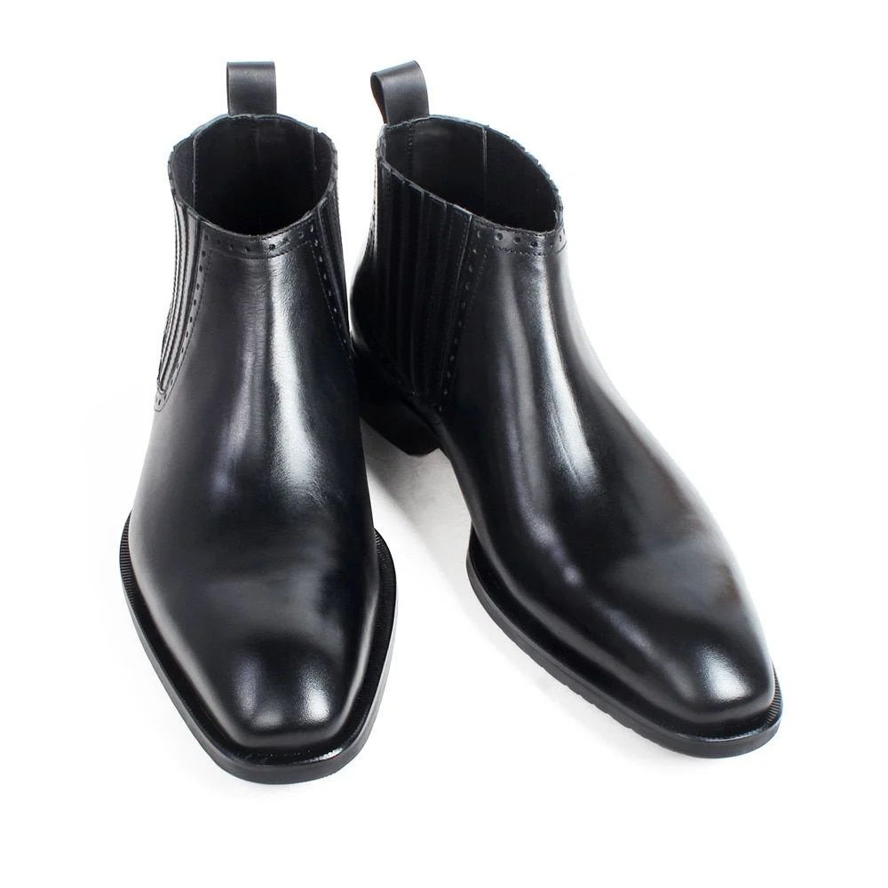 Men’s Black Suede Ankle Motorcycle Boots - Genuine Calf Leather Patina Custom Shoes - Image 7