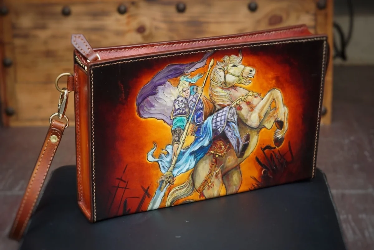 Heroic Zhao Yun Custom Leather Clutch – Handcrafted Art by Saigon Leather - Image 2