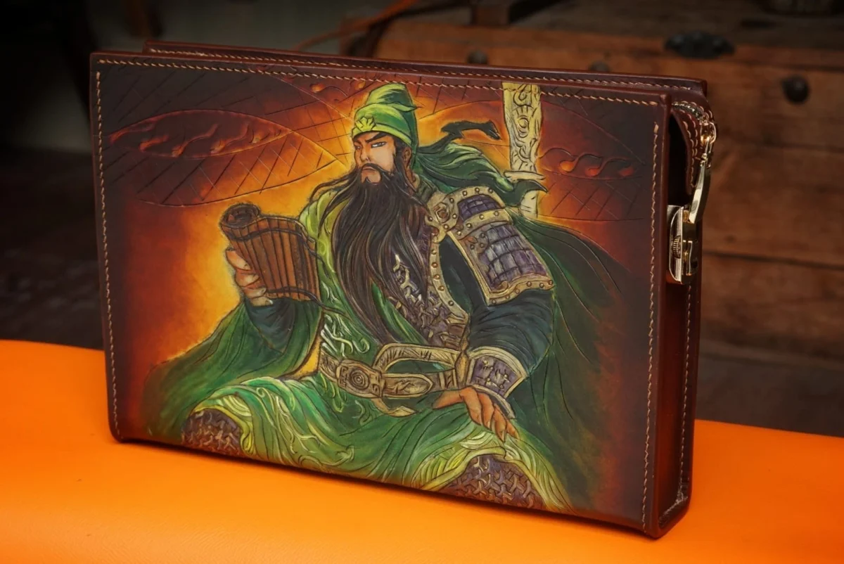 Artfully Hand-Carved Leather Handbag by Saigon-leather.com - Version Guan Yu - Image 2