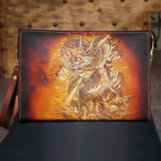 Dragon Inferno Hand-Carved Leather Clutch – Saigon Leather Exclusive