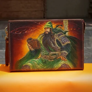 Artfully Hand-Carved Leather Handbag by Saigon-leather.com - Version Guan Yu