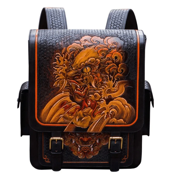 Saigon-Leather Handcrafted Guardian Beast Leather Backpack