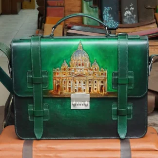 Saigon Leather’s Customizable Artfully Engraved Leather Briefcase version Vatican