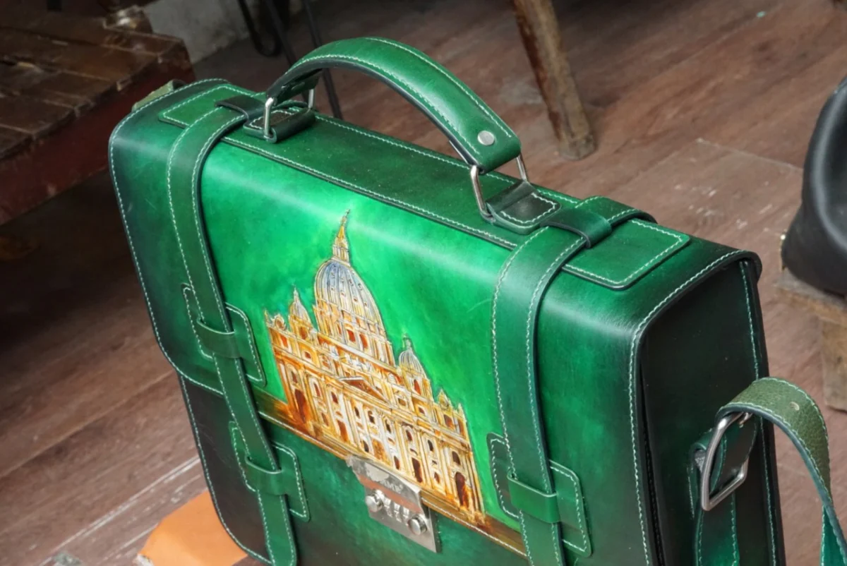 Saigon Leather’s Customizable Artfully Engraved Leather Briefcase version Vatican - Image 5