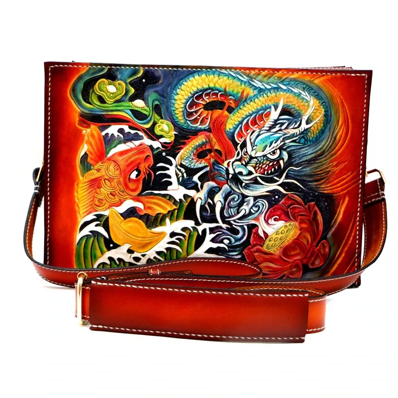 Hand-Carved Leather Handbag by Saigon-Leather.com HB501 - Image 3