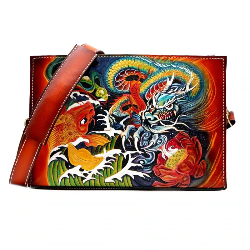 Hand-Carved Leather Handbag by Saigon-Leather.com HB501