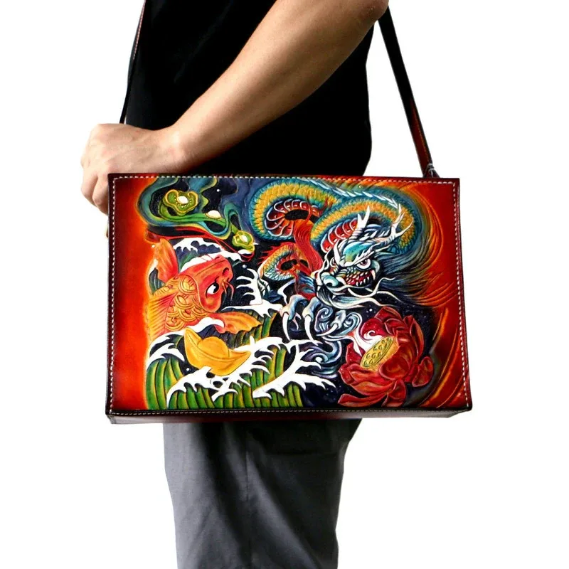 Hand-Carved Leather Handbag by Saigon-Leather.com HB501 - Image 5