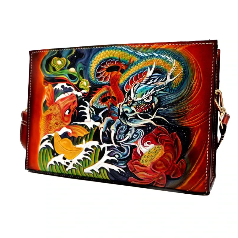 Hand-Carved Leather Handbag by Saigon-Leather.com HB501 - Image 2