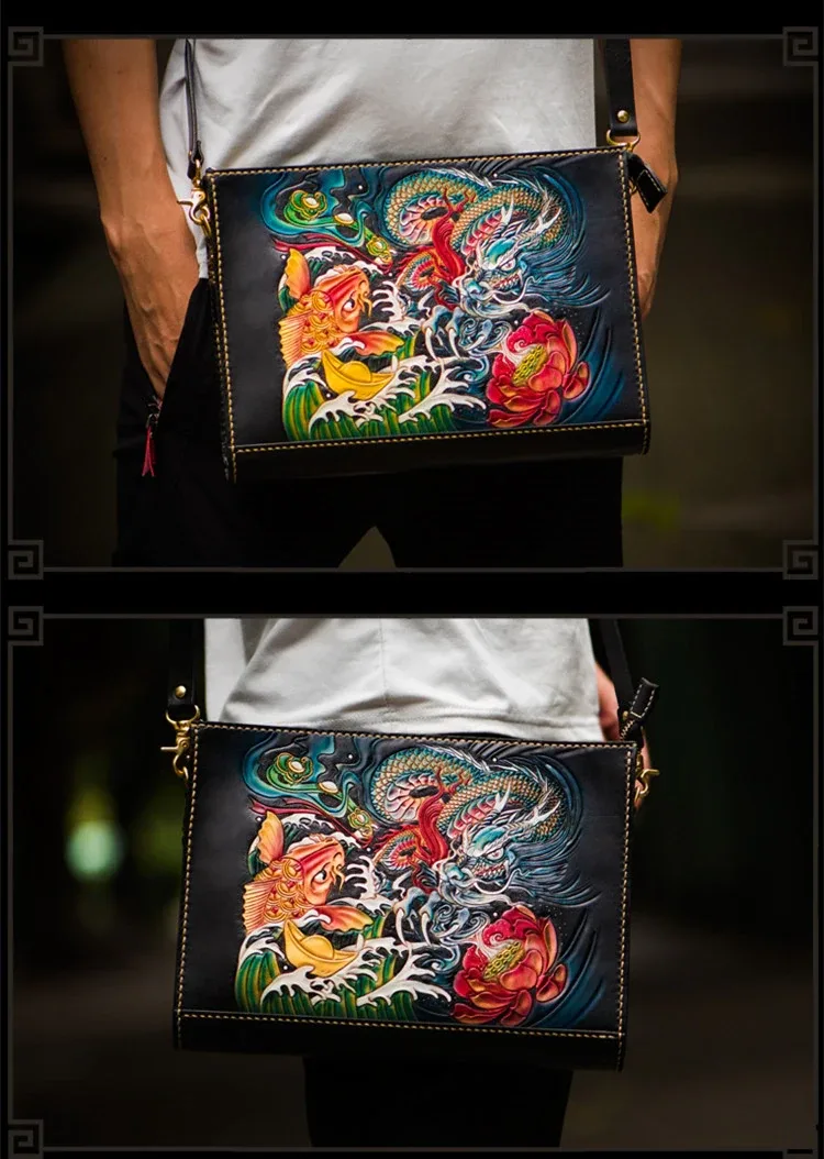 Customizable Artfully Engraved Leather Handbag HB502 - Image 4