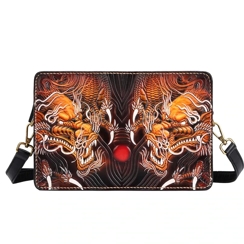 Artfully Hand-Carved Leather Handbag by Saigon-leather.com HB505 - Image 3