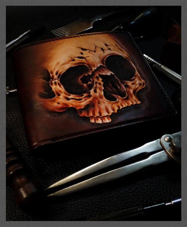 Saigon-Leather Elegance Carved Leather Wallet W706 - Image 2