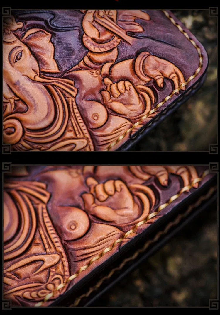 Saigon Leather Elegance Carved Wallet W712 - Image 4