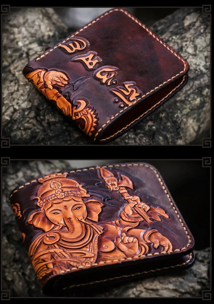 Saigon Leather Elegance Carved Wallet W712 - Image 3