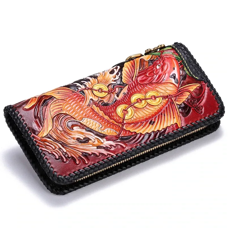 Masterpiece Engraved Leather Long Wallet – Saigon Leather Exclusive E713 - Image 3