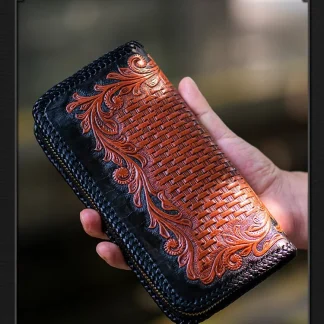 Hand-Tooled & Engraved Leather Long Wallet – Saigon Leather E714