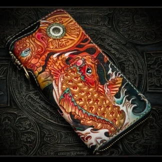 Biker Style Custom Engraved Leather Long Wallet – Saigon Leather E716