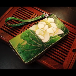 Saigon-Leather Elegance Carved Long Wallet E722