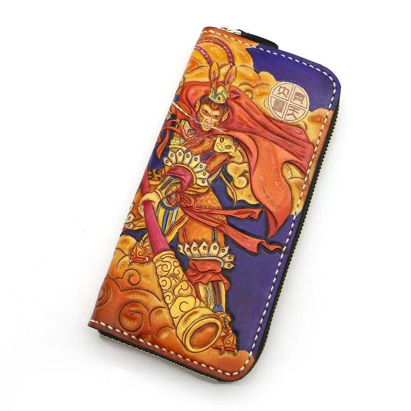 Saigon-Leather Artistic Engraved Leather Long Wallet E726